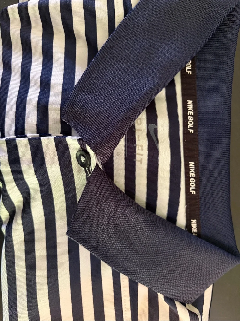 Nike golf dry fit Polo shirt men’s size extra large Navy blue & white stripes